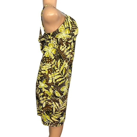 Muse Boston Proper Tropical Print Green and Brown Mini Dress - Picture 3 of 9